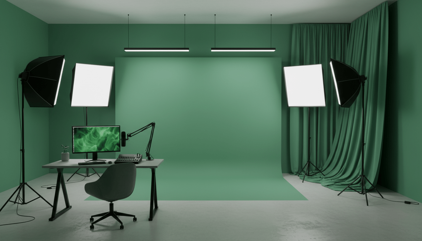 découvrez comment aménager un studio fond vert à la maison en utilisant des techniques simples de peinture, de choix de tissu et d'éclairage pour un résultat professionnel.